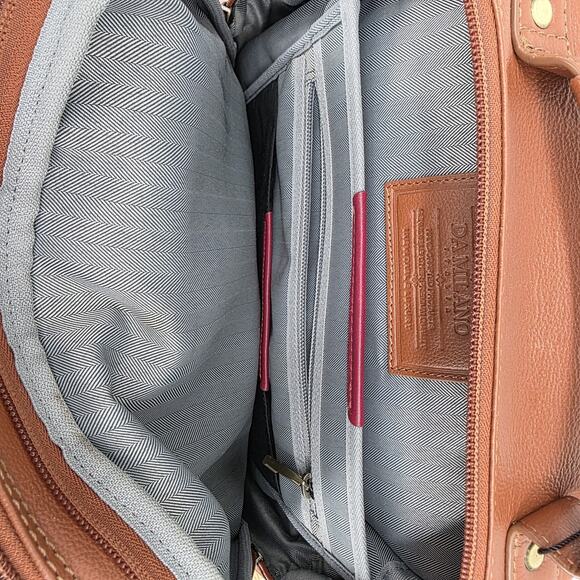 Da Milano Italia Leather Backpack 14x11x5 Tan Cognac Laptop Luggage Sleeve NWT main image 8